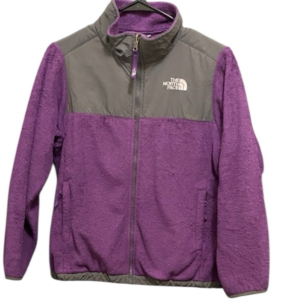 Girls The North Face Purple and Gray Fleece Jacket size large